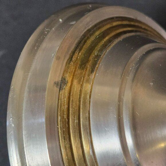 Vintage Solid Brass Two-Tone Taper Candle Holder w Goldtone Accent Rings India - Picture 4 of 13